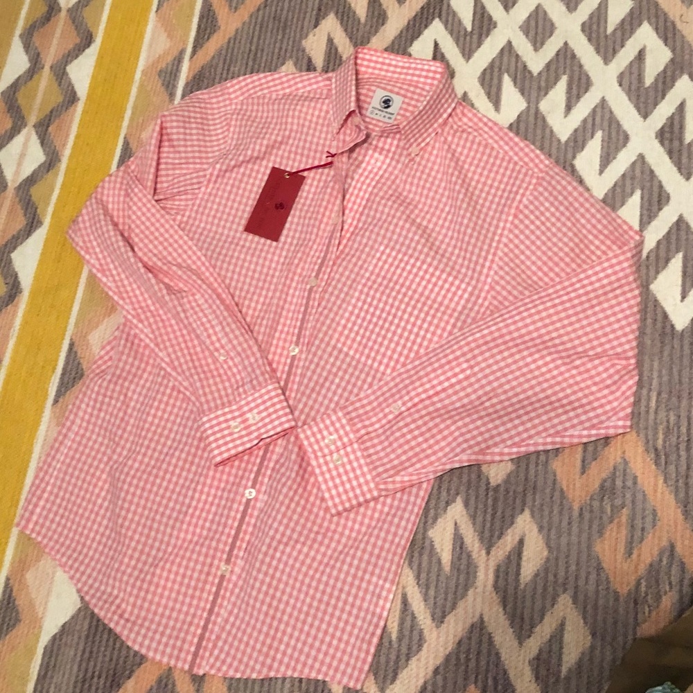 NWT Pink Gingham southern proper button down